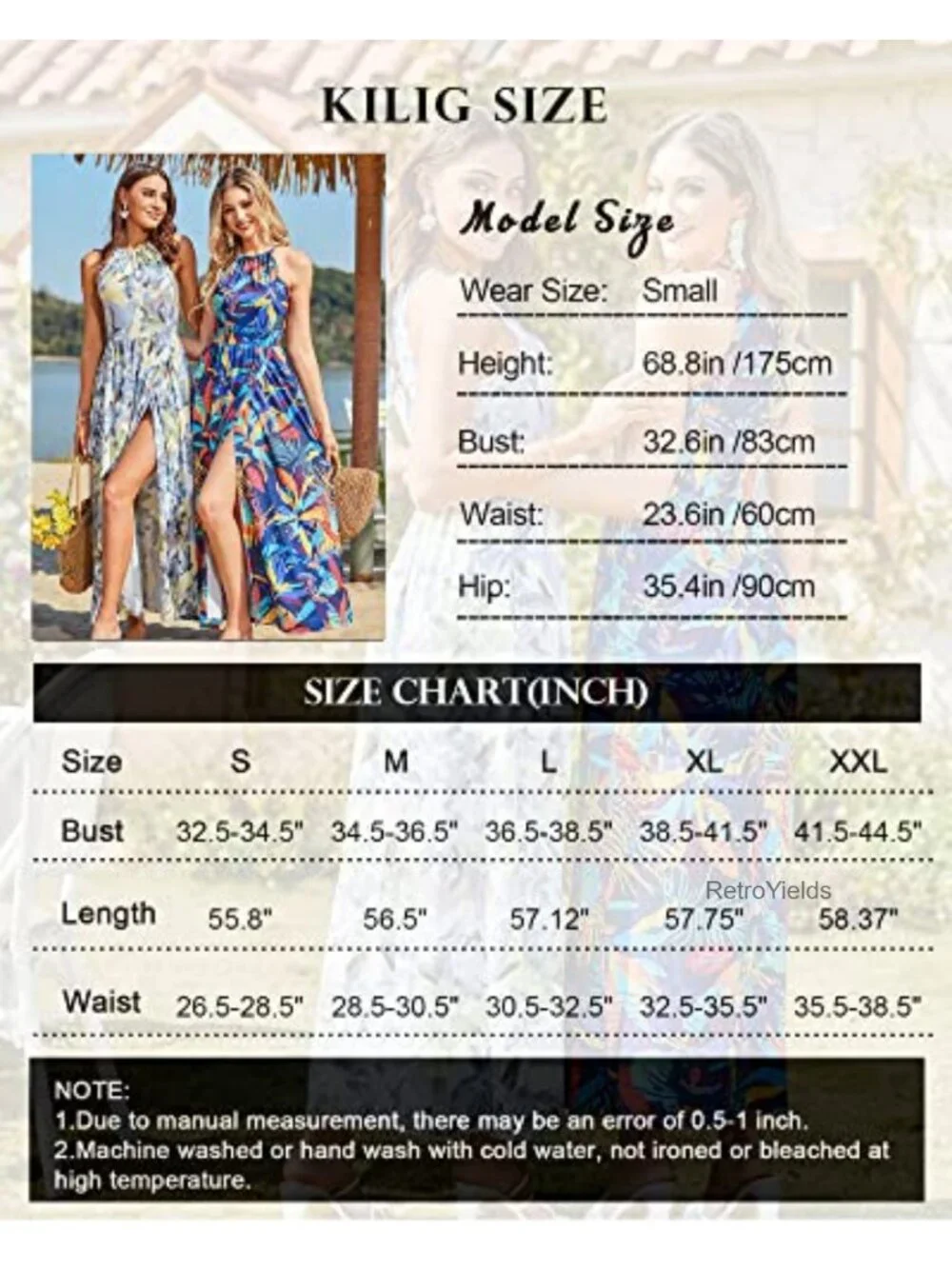 KILIG Women's Floral Split Maxi Dress Sleeveless Halter Beach Summer